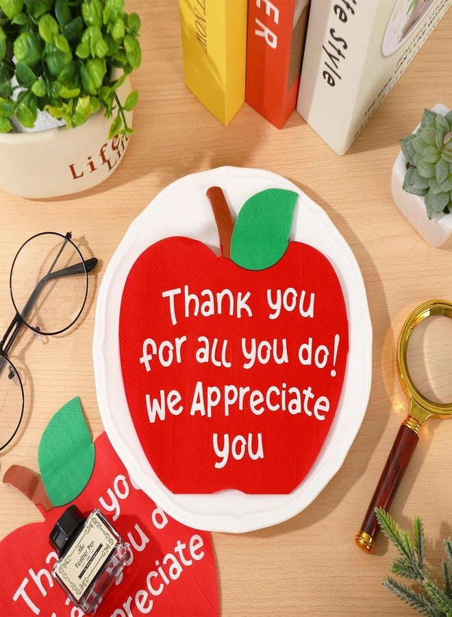 Whaline 100 Pack Back to School Napkins Red Apples Thank You Disposable Napkins We Appreciate You Paper Dinner Napkin for First Day School Teacher Appreciation Week Classroom Supplies Table Decor - Image 4